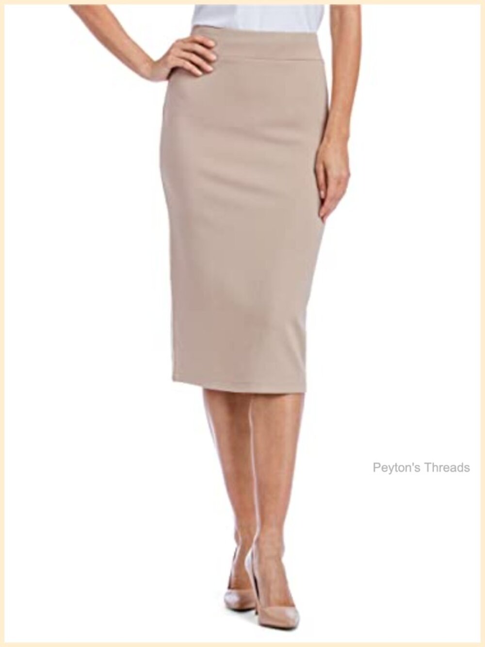 Ecofabric Ponte Pull On Midi Pencil Skirt Form Fitting
